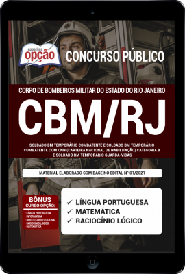 Apostila CBM-RJ em PDF - Soldado BM Temporário Combatente, Combatente com CNH B e Guarda-Vidas