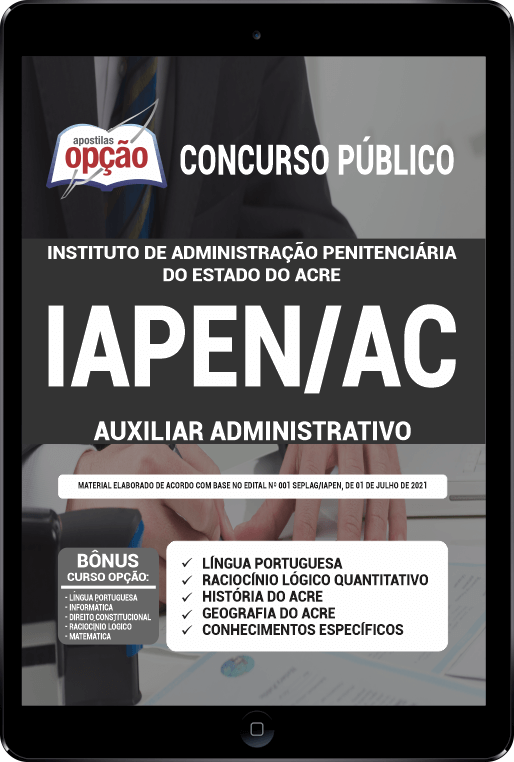 Apostila IAPEN-AC PDF - Auxiliar Administrativo 2021