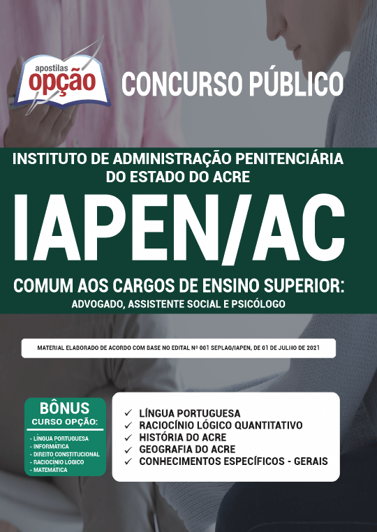 Provimento Efetivo Concursos - Apostila SEPLAG IAPEN AC ADVOGADO Prova 2021