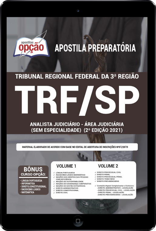 Apostila TRF3 PDF - Analista Judiciário - Área Judiciária (2ª Edição) 2021
