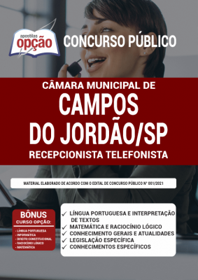 Apostila Câmara de Campos do Jordão - SP - Recepcionista/Telefonista