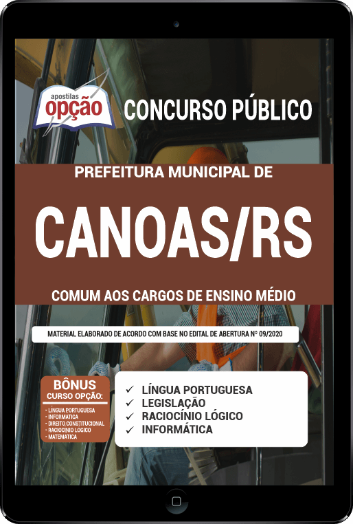 Apostila Pref Canoas - RS PDF - Comum aos Cargos de Ensino Médio 2021