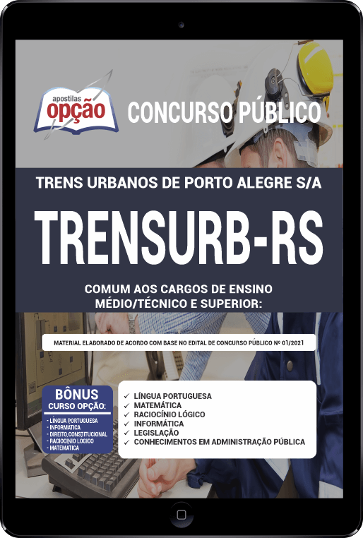 Apostila TRENSURB-RS PDF Cargos de Ensino Médio/Técnico e Superior 2021