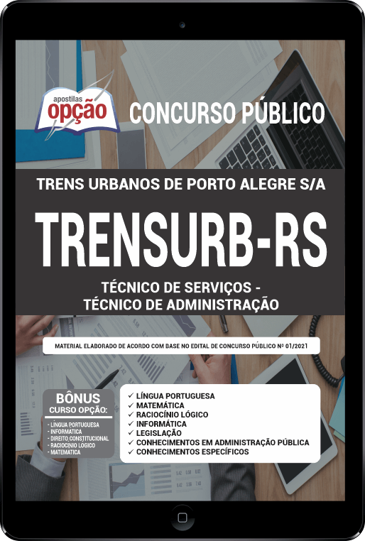 Apostila TRENSURB-RS PDF - Técnico de Serviços - Técnico de Admin 2021