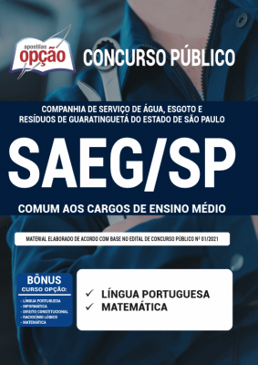 Apostila SAEG-SP - Comum aos Cargos de Ensino Médio