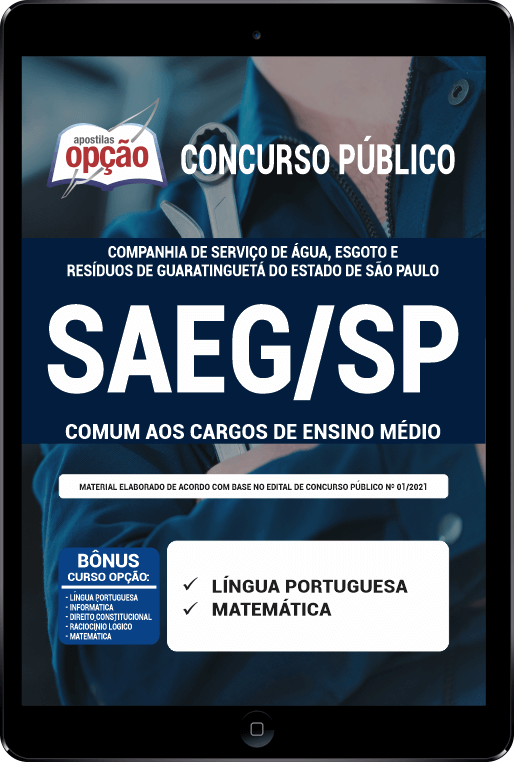 Apostila SAEG-SP PDF - Comum aos Cargos de Ensino Médio 2021