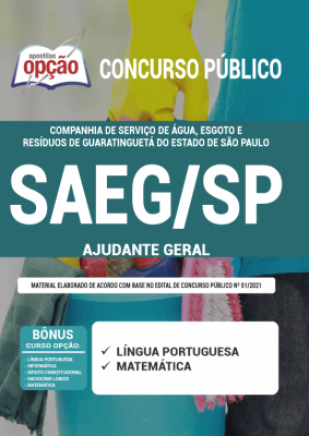 Apostila SAEG-SP - Ajudante Geral