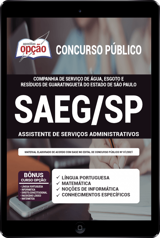 Apostila SAEG-SP PDF - Assistente de Serviços Administrativos 2021