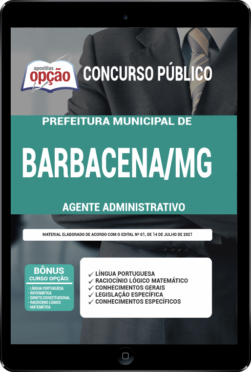 Apostila Câmara de Barbacena - MG PDF - Agente Administrativo 2021