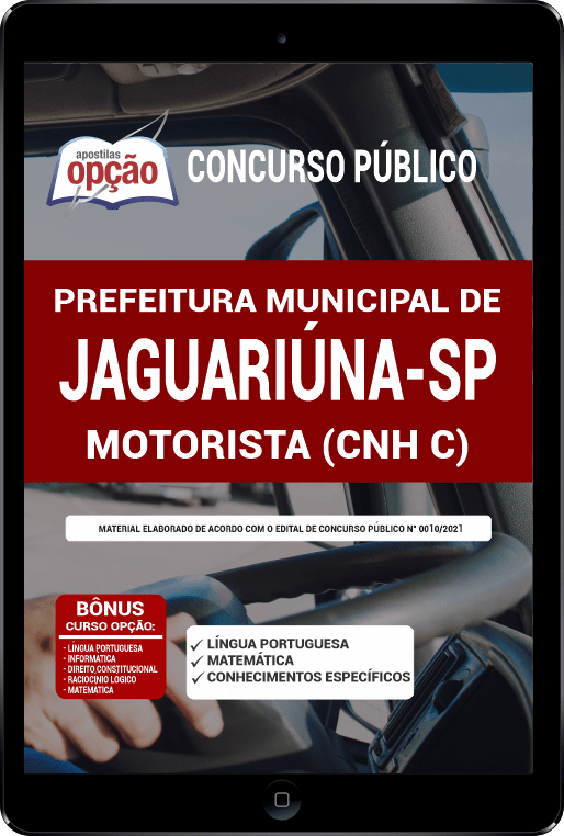 Apostila Pref Jaguariúna - SP PDF - Motorista (CNH C) 2021