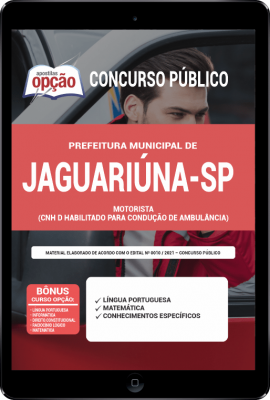 Apostila Prefeitura de Jaguariúna - SP em PDF - Motorista (CNH D Habilitado para condução de ambulância)