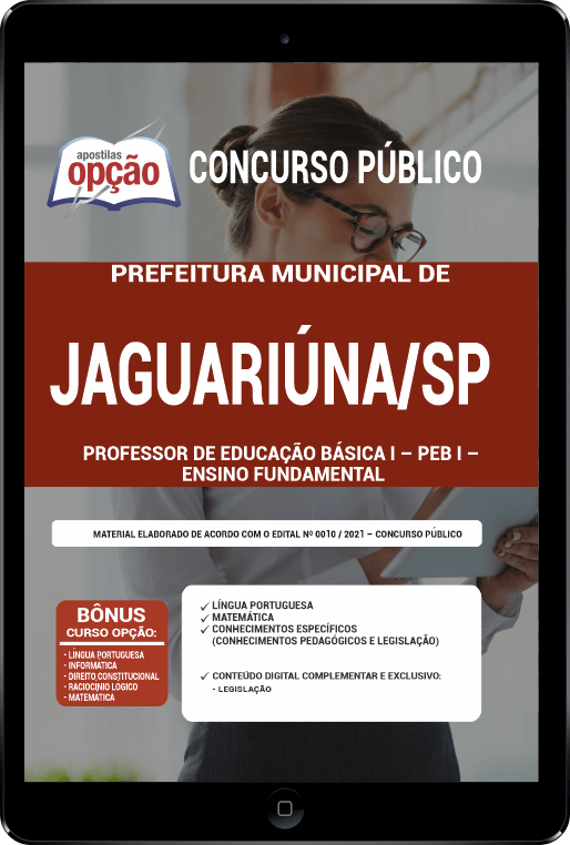 Apostila Pref Jaguariúna SP PDF - PEB I - Ensino Fundamental 2021