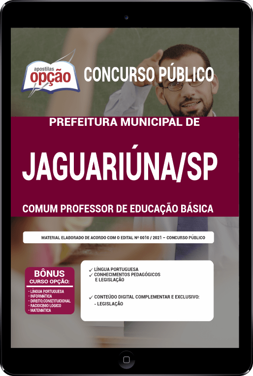 Apostila Pref Jaguariúna SP PDF - Comum Professor de Educação Básica 2021