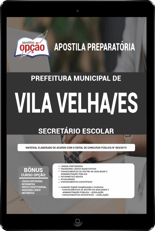Apostila Pref Vila Velha - ES PDF Secretário Escolar 2021