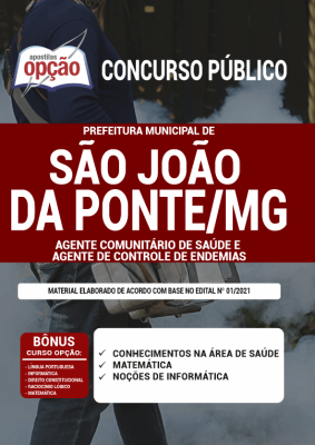 Apostila Prefeitura de São João da Ponte - MG - Agente Comunitário de Saúde e Agente de Controle de Endemias