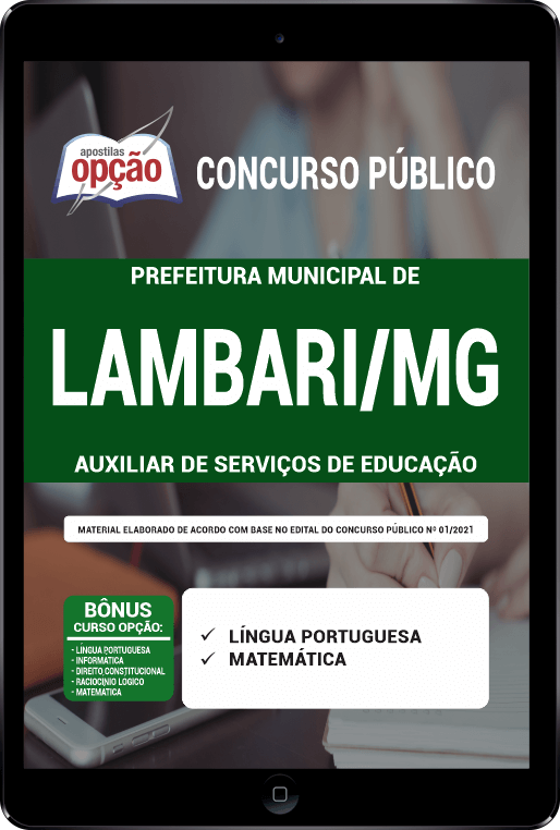 Apostila Pref Lambari - MG PDF - Auxiliar de Serviços de Educação 2021