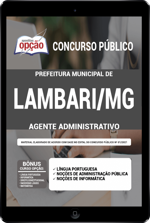 Apostila Pref de Lambari - MG PDF - Agente Administrativo 2021