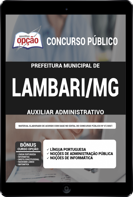 Apostila Pref de Lambari - MG PDF - Auxiliar Administrativo 2021