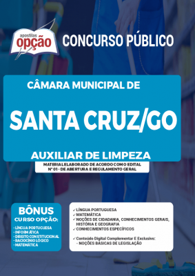 Apostila Câmara de Santa Cruz - GO - Auxiliar de Limpeza