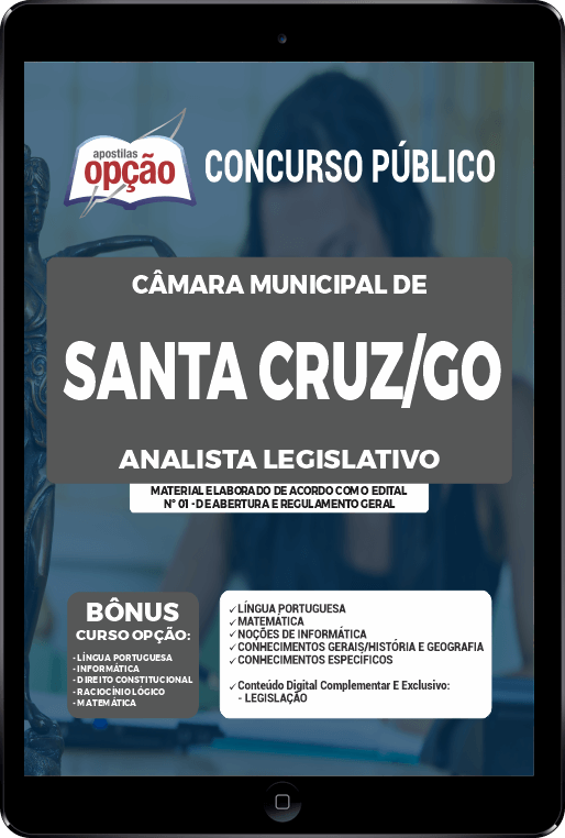Apostila Câmara de Santa Cruz - GO PDF - Analista Legislativo 2021