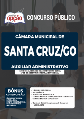 Apostila Câmara de Santa Cruz - GO - Auxiliar Administrativo