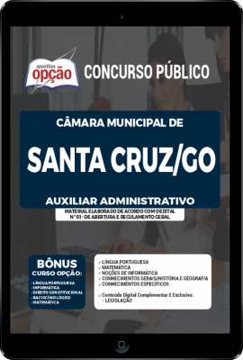 Apostila Câmara de Santa Cruz - GO em PDF - Auxiliar Administrativo