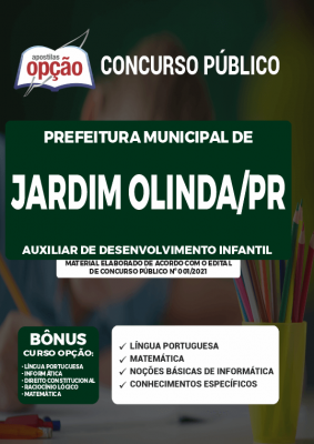 Apostila Prefeitura de Jardim Olinda - PR - Auxiliar de Desenvolvimento Infantil