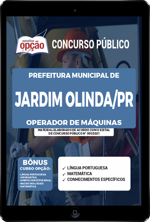 Apostila Pref de Jardim Olinda - PR PDF - Operador de Máquinas 2021