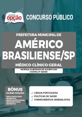 Apostila Prefeitura de Américo Brasiliense - SP - Médico Clínico Geral