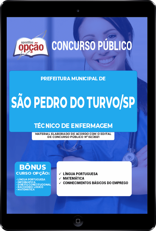 Apostila Pref de São Pedro do Turvo - SP PDF - Téc de Enfermagem 2021