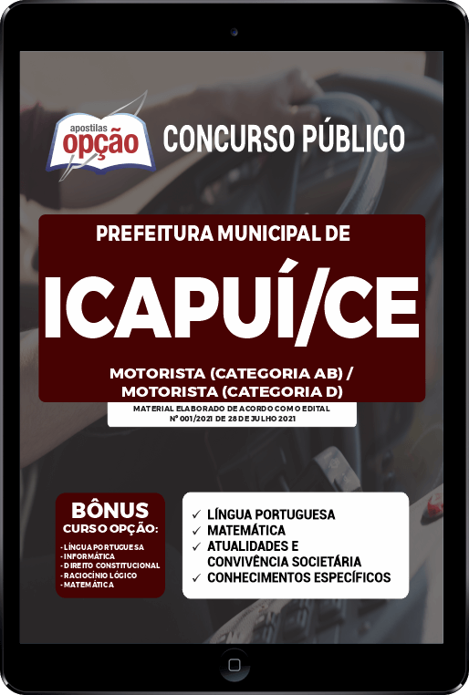 Apostila Prefeitura de Icapuí - CE PDF 2021 - Motorista (AB e D)