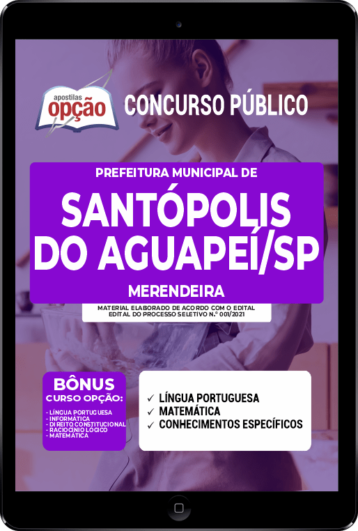 Apostila Pref Santópolis do Aguapeí SP PDF - Merendeira 2021