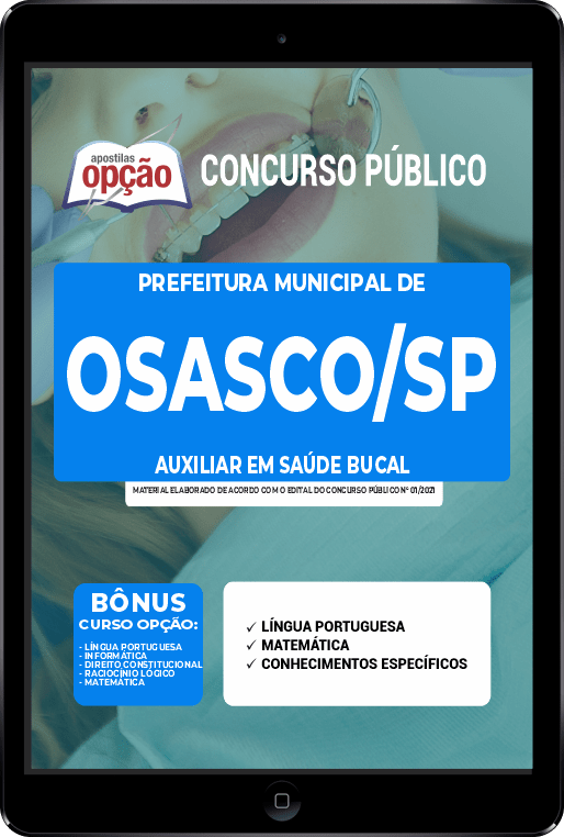 Apostila Prefeitura de Osasco - SP PDF - Auxiliar em Saúde Bucal 2021