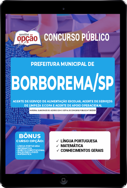 Apostila Prefeitura Borborema - SP PDF Cargos Ensino Fundamental 2021