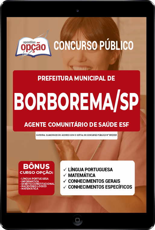 Apostila Pref de Borborema - SP PDF - Agente Comunitário de Saúde 2021