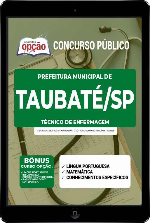 Apostila Prefeitura de Taubaté - SP PDF - Técnico de Enfermagem 2021