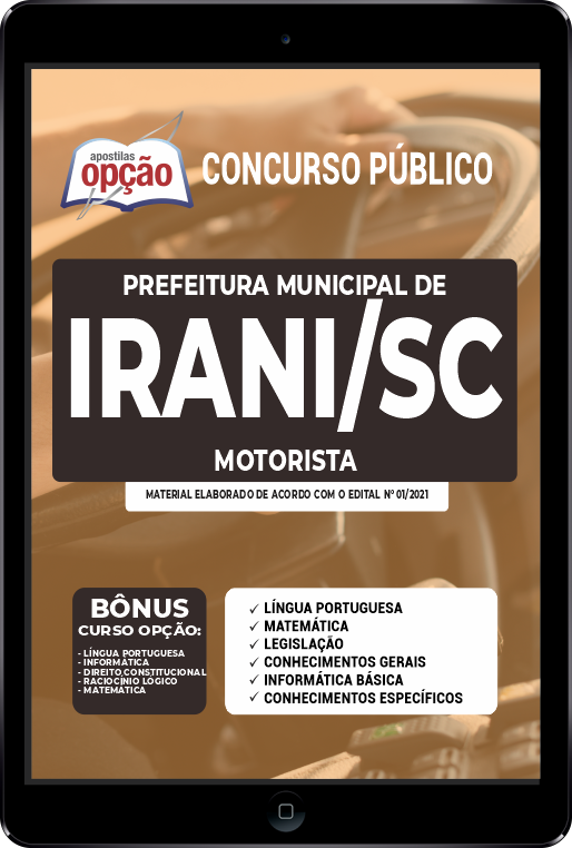 Apostila Prefeitura de Irani SC PDF - Motorista 2021