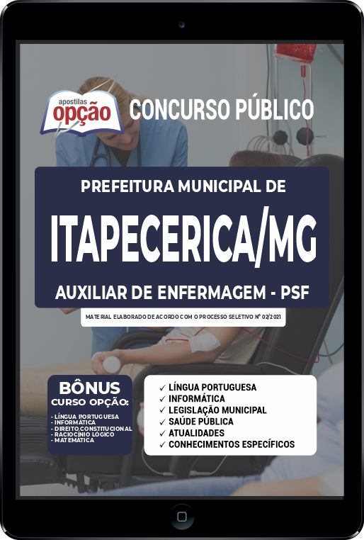 Apostila Prefeitura de Itapecerica MG PDF Auxiliar Enfermagem PSF 2021