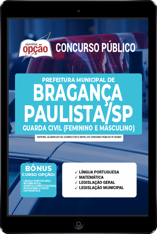 Apostila Pref Bragança Paulista SP PDF Guarda Civil 2021