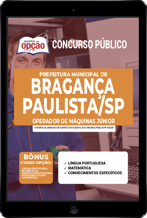 Apostila Pref Bragança Paulista SP PDF Operador Máquinas Júnior 2021