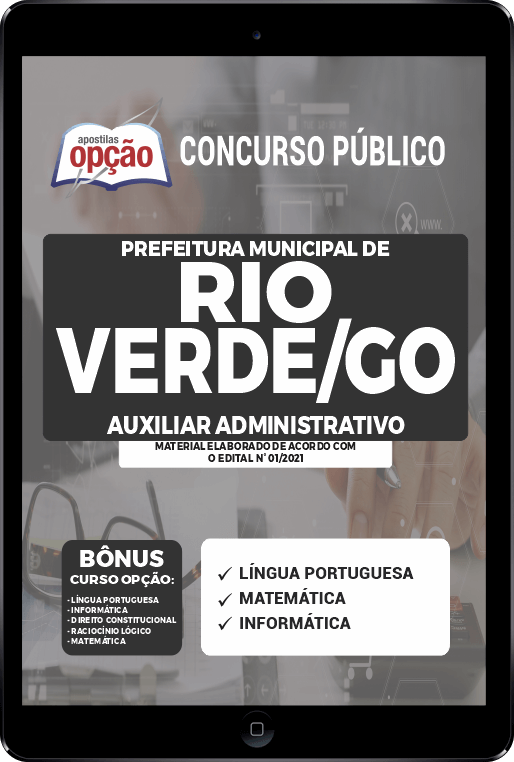 Apostila Prefeitura de Rio Verde GO PDF - Auxiliar Administrativo 2021