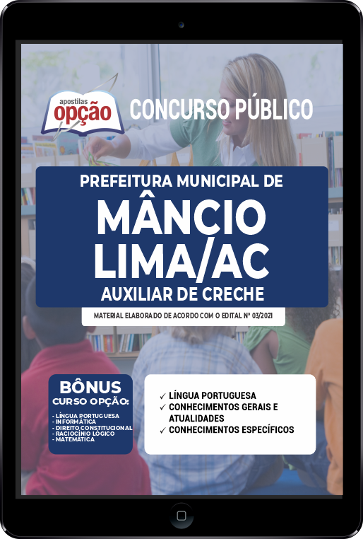 Apostila Prefeitura de Mâncio Lima AC PDF Auxiliar de Creche 2021