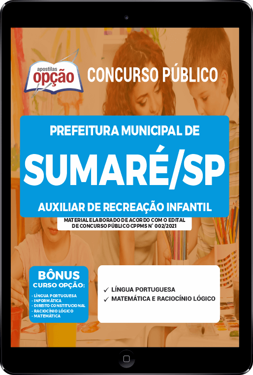 Apostila Pref de Sumaré - SP PDF - Auxiliar de Recreação Infantil 2021