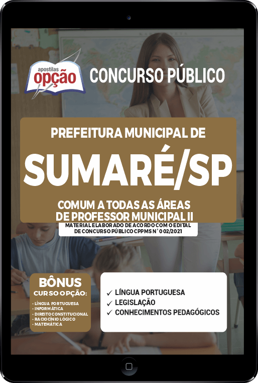 Apostila Pref Sumaré SP PDF Comum Professor Municipal II 2021