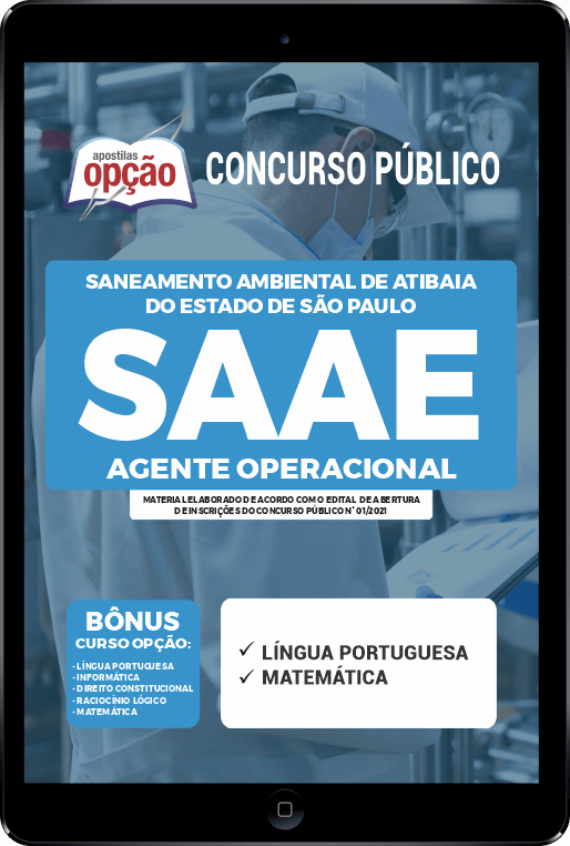Apostila SAAE de Atibaia - SP PDF - Agente Operacional 2021