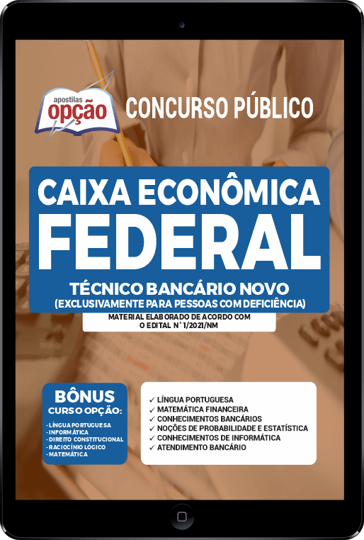Apostila Caixa PDF - Técnico Bancário (PCD) 2021