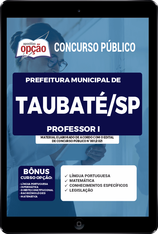 Apostila Prefeitura de Taubaté SP PDF Professor I 2021