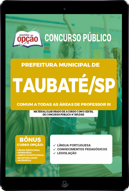Apostila Prefeitura de Taubaté SP PDF Comum Professor III 2021