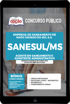 Apostila SANESUL-MS em PDF - Agente em Saneamento e Assistente Administrativo