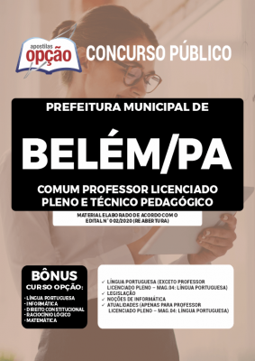 Apostila Prefeitura de Belém - PA - Comum Professor Licenciado Pleno e Técnico Pedagógico